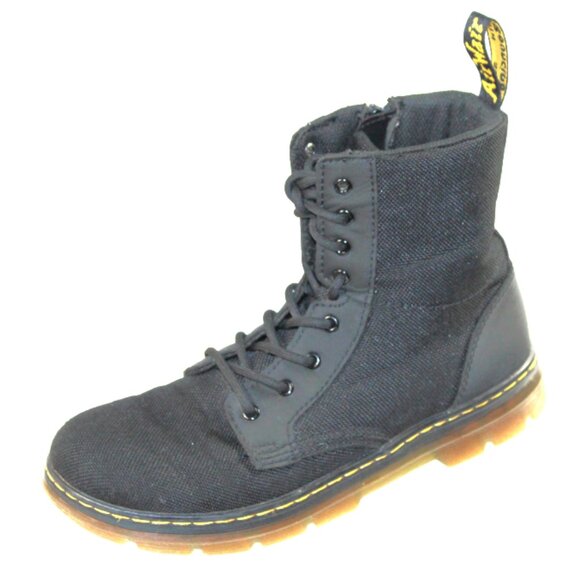 Dr. Martens Combs Black Canvas Leather Styling Lace-Up Combat Moto Boot,… - Picture 8 of 11